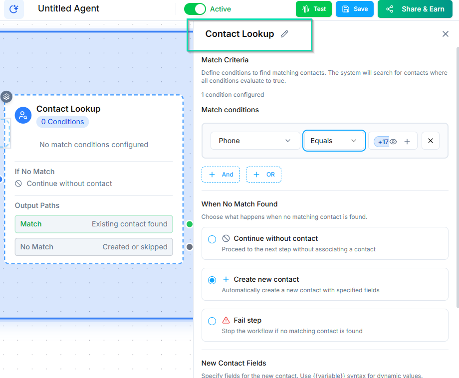 Contact Lookup Node